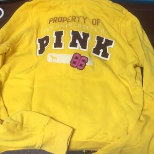 Yellow University of Pink zipper hoodie